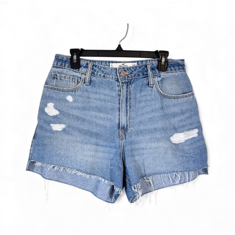Hollister Blue Curvy Ultra High Rise Vintage Relaxed Mom Jean Shorts Womens 29